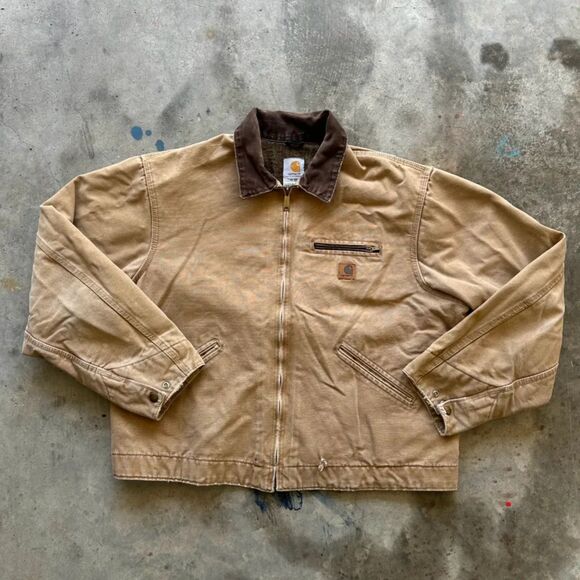 Vintage Carhartt J97 CML Camel Brown Detroit Blanket Lined Jacket Size XL - Picture 1 of 6